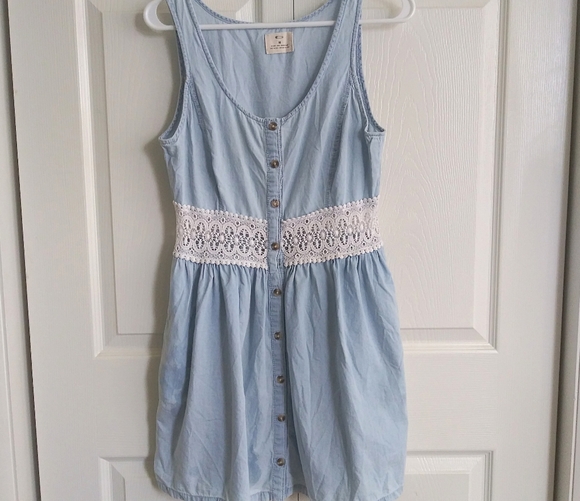 Pins & Needles Blue Denim & White Crochet Dress - Picture 3 of 8